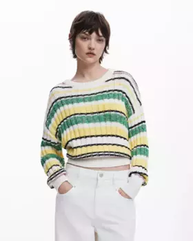 Женский свитер в разноцветную полоску Desigual, мультиколор