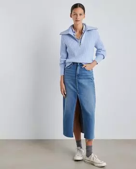 Женский свитер в рубчик с длинными рукавами Easy Wear, светло-синий