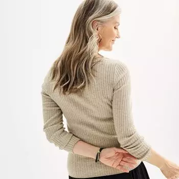 Женский свитер в рубчик с круглым вырезом Croft & Barrow Croft & Barrow, темно-красный