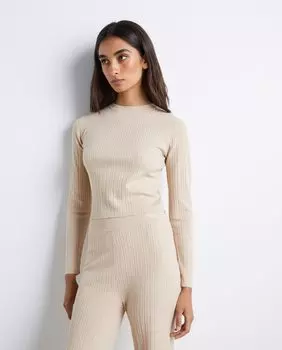 Женский свитер в рубчик с круглым вырезом Easy Wear, коричневый