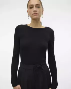 Женский свитер в рубчик с открытой спиной Vero Moda, черный