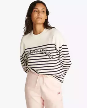 Женский свитер в университетском стиле с полосатым узором Tommy Jeans, белый