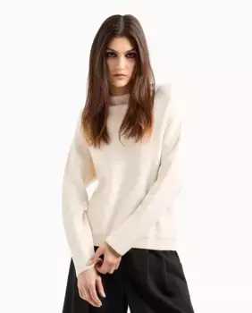 Женский свитер вискозной вязки с круглым вырезом Armani Exchange, белый