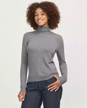 Женский свитер-водолазка тонкой вязки Jack & Jones, светло-серый