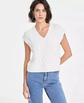 Женский свитер вязаной вязки с удлиненными плечами On 34th, белый