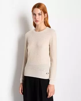 Женский свитер вязки с люрексом и круглым вырезом Armani Exchange, золотой