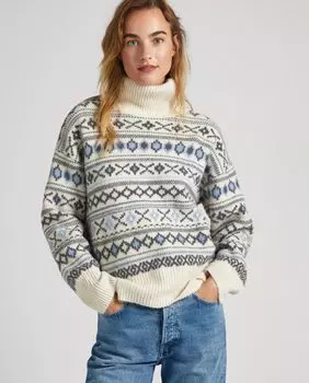 Женский свитер жаккардовой вязки с высоким воротником Pepe Jeans, мультиколор