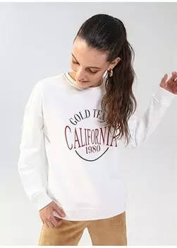 Женский свитшот цвета экрю с круглым вырезом Fabrika