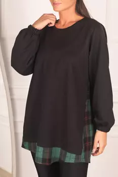 Женский свитшот цвета хаки в клетку на спине armonika, черный