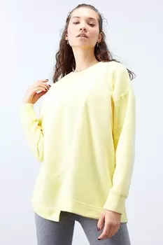 Женский свитшот оверсайз с асимметричным вырезом «Лимон» Thessaloniki TOMMYLIFE