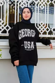 Женский свитшот оверсайз с принтом, черный Locco