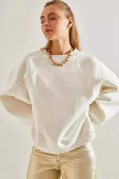 Женский свитшот оверсайз с рельефом из трех ниток SHADE, белый