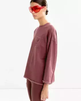 Женский свитшот оверсайз с вышитой деталью Parfois, цвет Burdeos