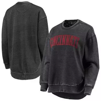 Женский свитшот Pressbox черного цвета Cincinnati Bearcats Vintage Wash Pullover
