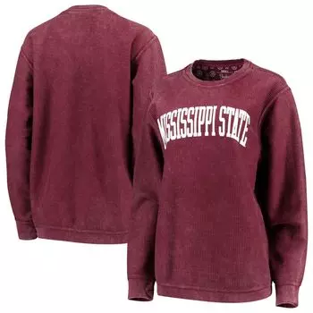 Женский свитшот Pressbox Maroon Mississippi State Bulldogs с удобным шнурком и винтажной стиркой, базовый пуловер с аркой