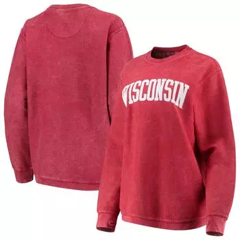 Женский свитшот Pressbox Red Wisconsin Badgers с удобным шнурком в винтажном стиле, базовый пуловер с аркой