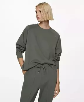 Женский свитшот с декоративной строчкой MANGO, бежевый