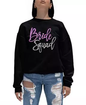 Женский свитшот с круглым вырезом Bride Squad Word Art LA Pop Art, черный