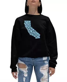 Женский свитшот с круглым вырезом California Hearts Word Art LA Pop Art, черный