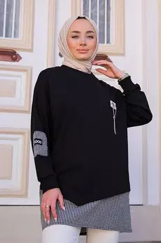 Женский свитшот с круглым вырезом, черный Locco, черный