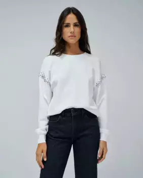 Женский свитшот с круглым вырезом и блестками Salsa Jeans, белый