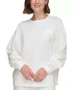 Женский свитшот с круглым вырезом и логотипом Calvin Klein, белый