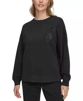 Женский свитшот с круглым вырезом и логотипом Calvin Klein, черный