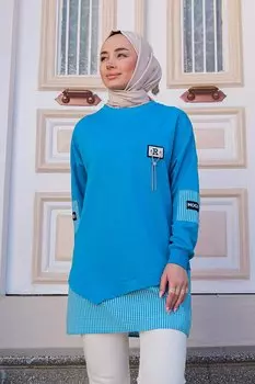 Женский свитшот с круглым вырезом, синий Locco, синий