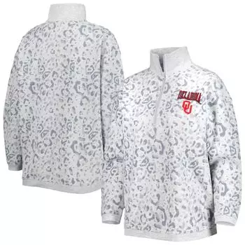Женский свитшот с леопардовым принтом Gameday Couture Heather Grey Oklahomaooners на молнии четверти