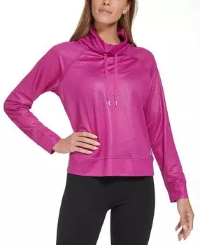 Женский свитшот с сотовой сеткой и воротником-воронкой DKNY, розовый
