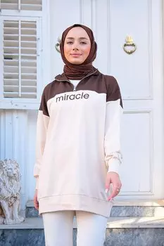 Женский свитшот с вышивкой, коричневый Locco