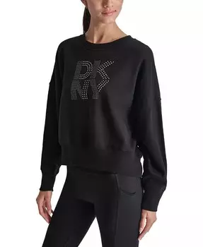 Женский свитшот с заклепками и логотипом DKNY, черный