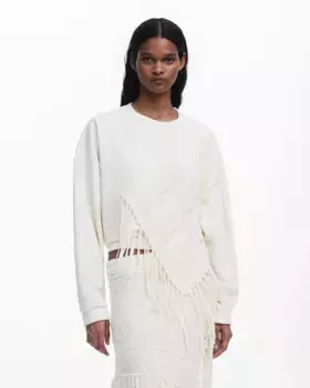 Женский свитшот в сочетании с бахромой Desigual, белый