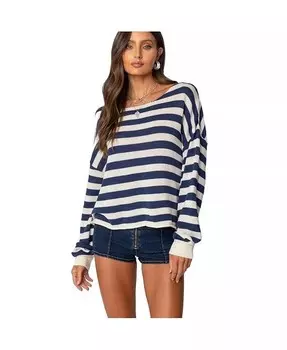 Женский свободный полосатый свитер Anney Edikted, синий