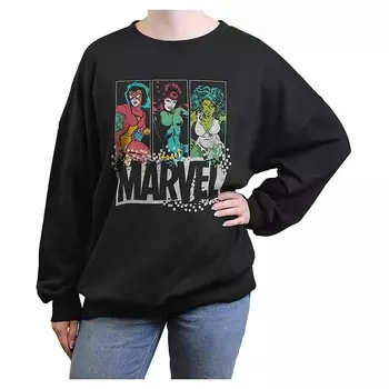 Женский свободный пуловер с графическим рисунком Marvel для юниоров, черный