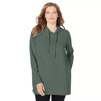 Женский свободный свитшот со складками на спине Cloud Bliss больших размеров Woman Within, цвет Pine