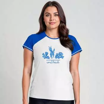 Женский свободный топ Adele с коротким рукавом Calypsa, цвет coral beach / marine