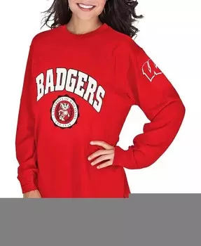 Женский свободный топ с длинными рукавами Red Wisconsin Badgers Edith Pressbox, красный