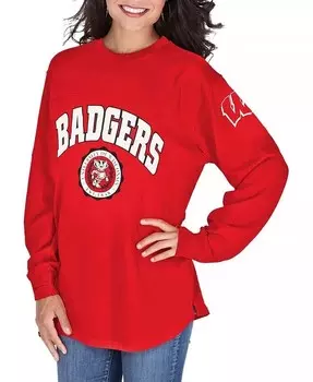 Женский свободный топ с длинными рукавами Red Wisconsin Badgers Edith Pressbox, красный
