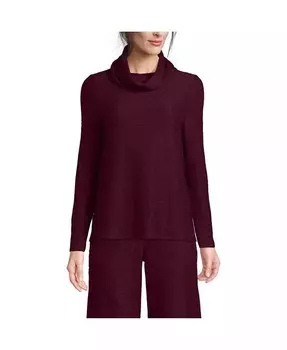 Женский свободный топ с капюшоном и длинными рукавами в оттоманском стиле Lands' End, фиолетовый