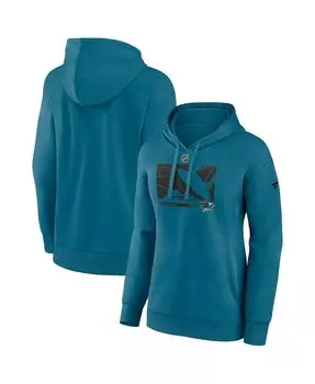 Женский темно-бирюзовый пуловер с капюшоном San Jose Sharks Authentic Pro Core Collection, пуловер с v-образным вырезом и дополнительным логотипом Fanatics