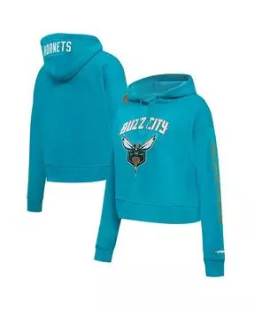 Женский темно-бирюзовый укороченный пуловер с капюшоном Charlotte Hornets 2023/24 City Edition Pro Standard, синий