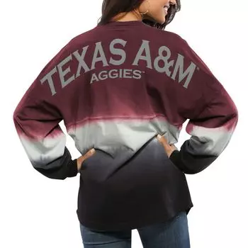Женский темно-бордовый джерси с длинными рукавами Texas A&M Aggies Spirit, окрашенный погружением в цвет омбре