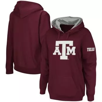 Женский темно-бордовый пуловер с капюшоном и большим логотипом Texas A&M Aggies Team