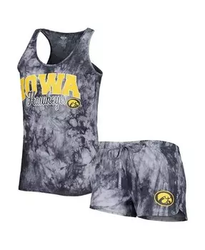 Женский темно-серый комплект для сна с майкой и шортами Iowa Hawkeyes Billboard Tie-Dye Concepts Sport, серый