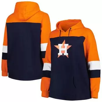 Женский темно-синий пуловер с капюшоном Houston Astros больших размеров с цветными блоками