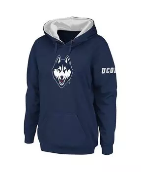Женский темно-синий пуловер с капюшоном и большим логотипом UConn Huskies Stadium Athletic, синий