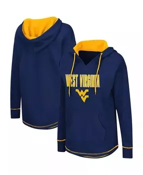 Женский темно-синий пуловер с капюшоном и туникой West Virginia Mountaineers Colosseum, синий