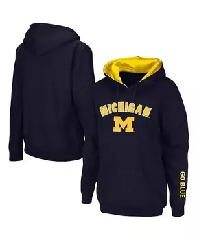 Женский темно-синий пуловер с капюшоном Michigan Wolverines Arch и Logo 1 Colosseum, синий