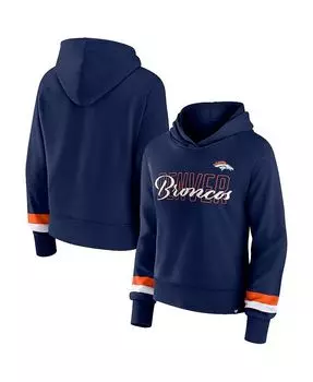 Женский темно-синий пуловер с капюшоном с логотипом Denver Broncos Fanatics, синий
